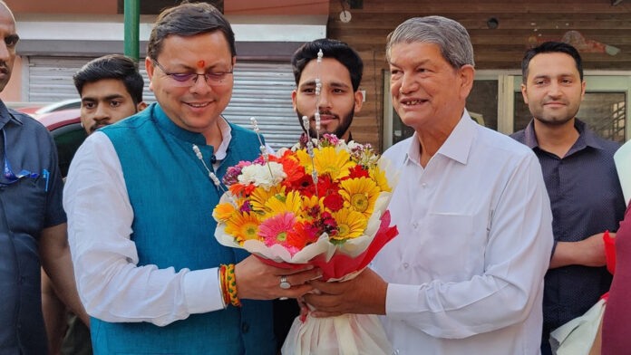 CM Dhami reached the residence of former CM Harish Rawat