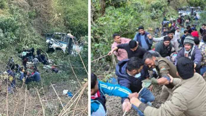 Four people died when a roadways bus fell into a ditch